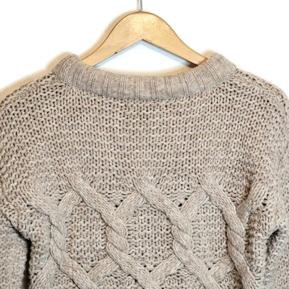 Banana Republic Fisherman Cable Knit Sweater Merino Wool Classic Tan Beige Small - Picture 9 of 14